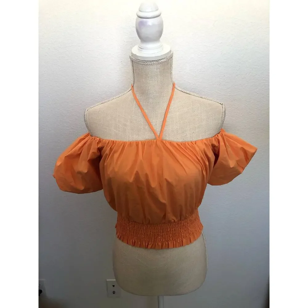 ASTR Aldrin Off the Shoulder Top in Melon - S